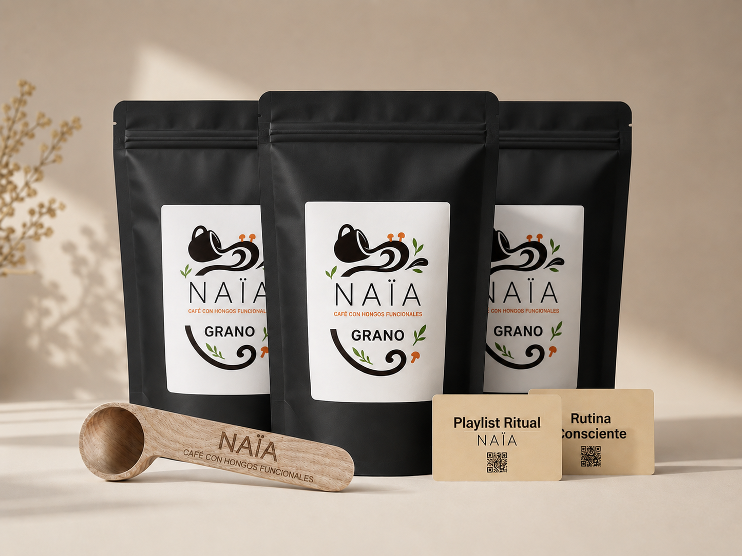 Pack Esencial café en grano con hongos funcionales NAÏA