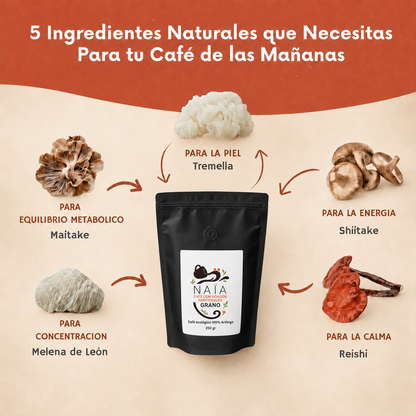 CAFE  ARABIGO  EN GRANO CON HONGOS FUNCIONALES